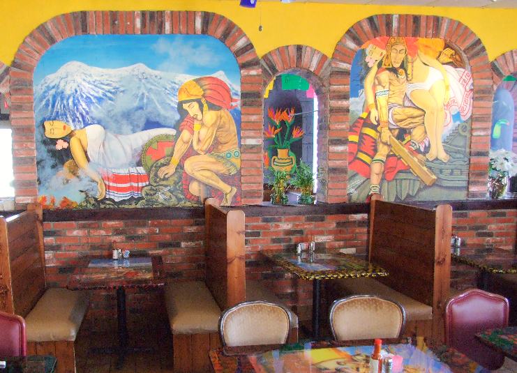 Mexican Folk Art over restaurant booths